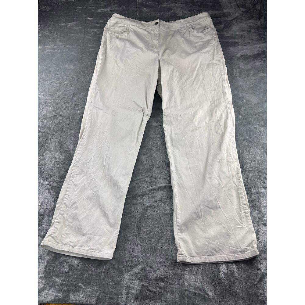Eileen Fisher Pants Women 1X Khaki Cargo Office Straight Leg Cotton Light Cream